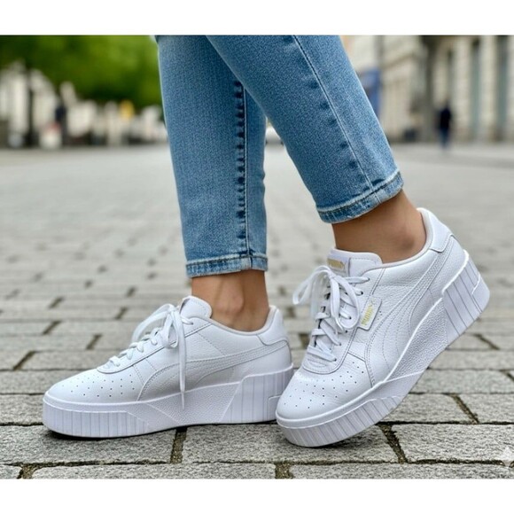 Puma Shoes - PUMA Cali Wedge Platform White Leather Sneakers Trainers Shoes 373438_01 W’s 9.5